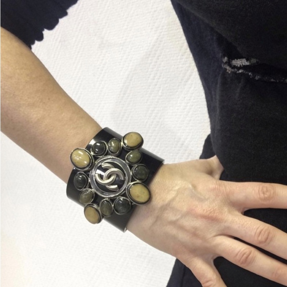 Chanel Black and Silver Cuff Bracelet - Picture 15 of 15
